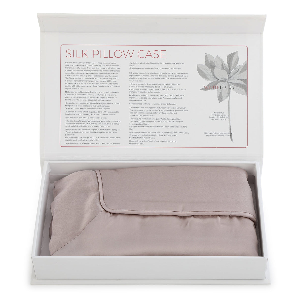 Pure silk pillowcase in pearl grey