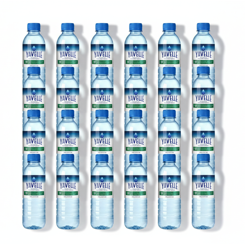 Multiple Yavelle water bottles arranged in a grid on a white background
