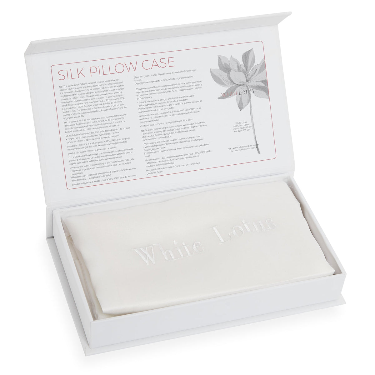 Pair of white silk pillowcases