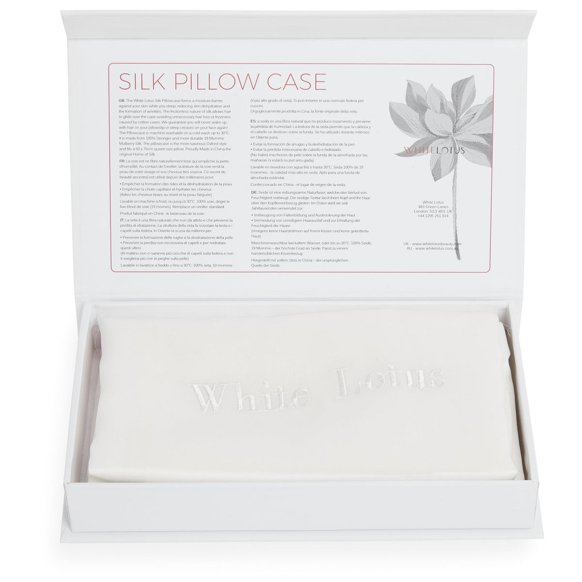 Pure silk pillowcase in white