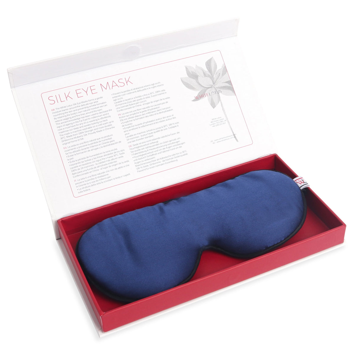 Pure silk sleep eye mask in navy blue
